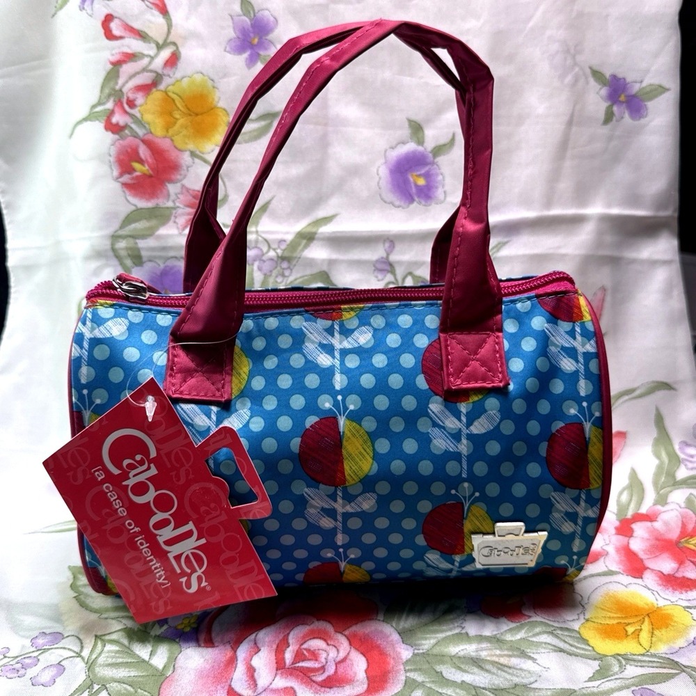 Caboodles Sweetheart Mini Tote Purse Cosmetic Bag Blue Pink 6x9 NWT